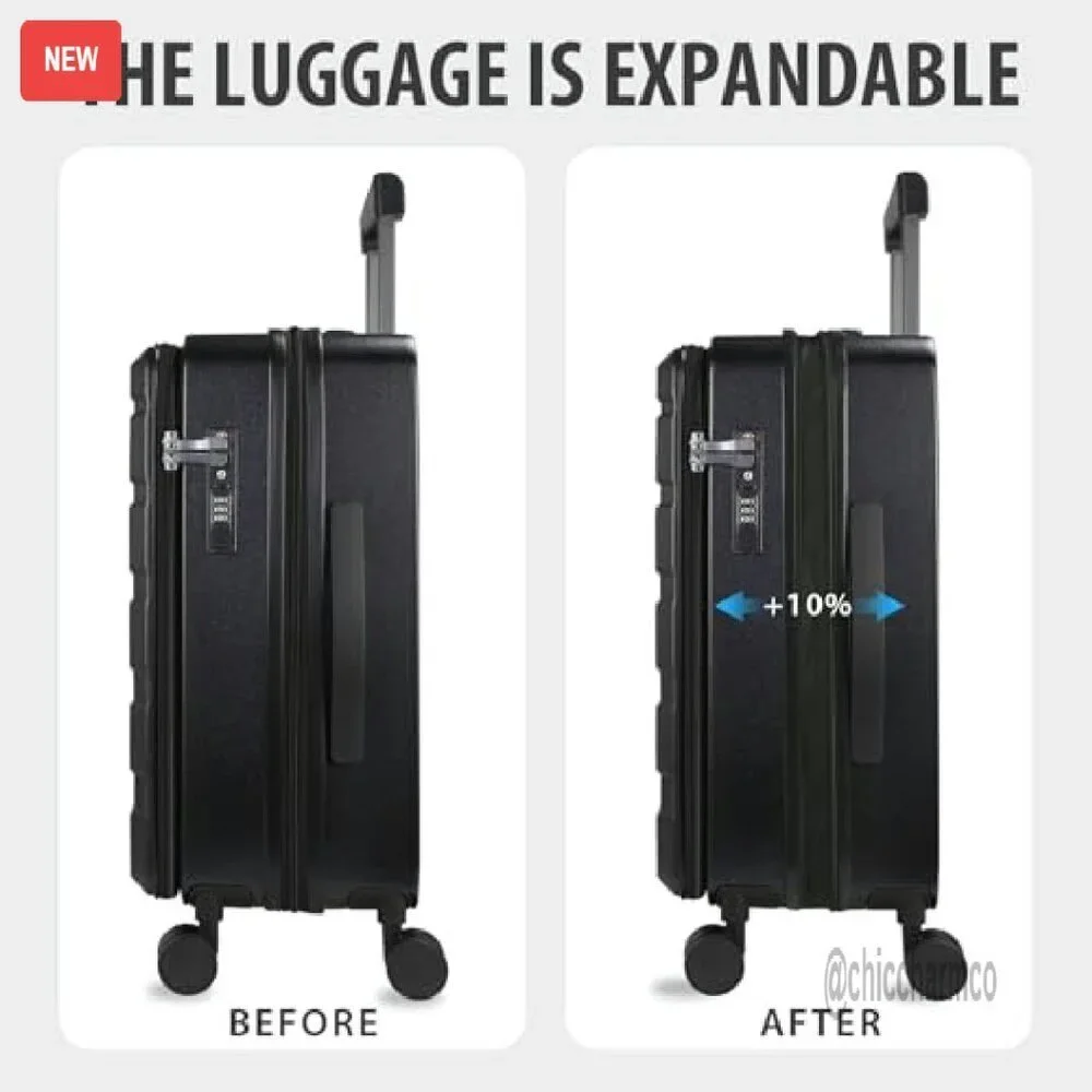 Hard Shell Carry-On Luggage with Spinner Wheels & USB Port